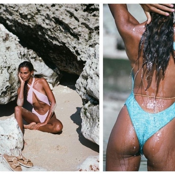 AKOIA SWIM Swimsuit Riu Twist Crochet One-Piece Backless Blue M NWT - Picture 8 of 8